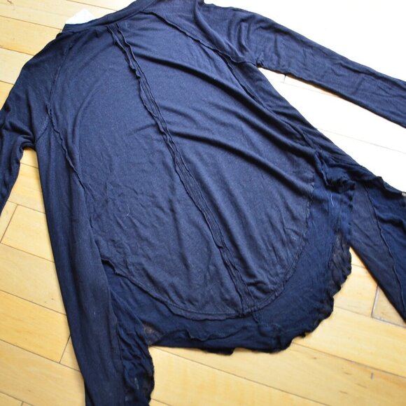 We The Free Women's XS Linen Blend Lace Trimmed Black Top Tee - Picture 13 of 14